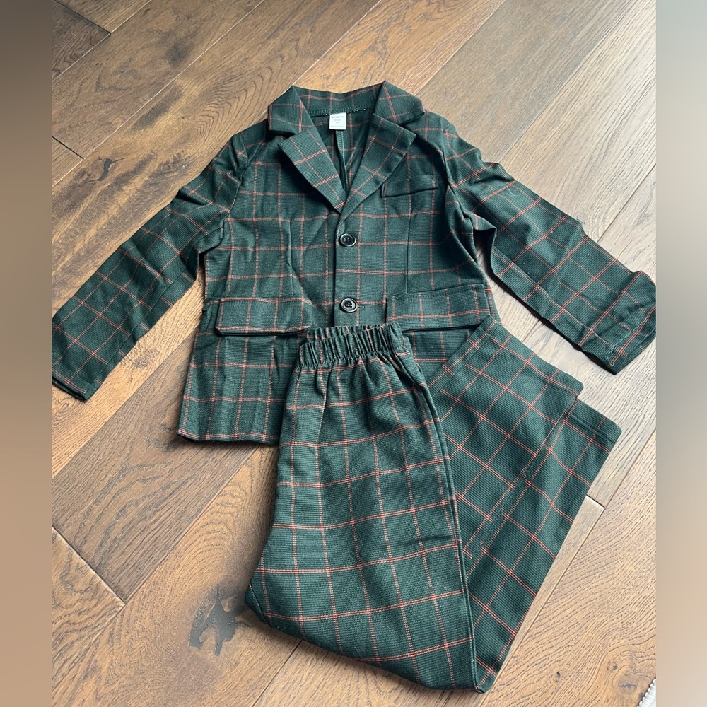 NWT SHEIN Kids Green Plaid suit outfit